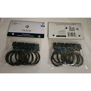 Drapery Curtain Clip Rings Bronze Finish Metal Set Of Two, 14 Total, Fits 1" Rod